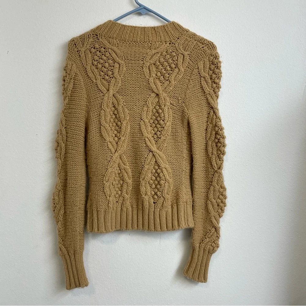 Anthropologi Moth Cardigan Womens Small Tan chucky Knit Sweater Button Comfy Y2k